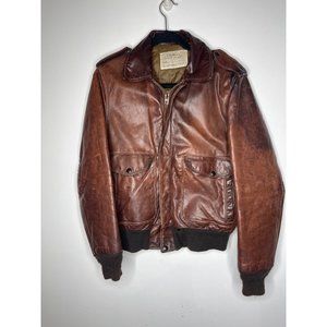 Vintage Schott Dark Brown Aviator Flight Jacket I-S-674-M-S Mens Medium